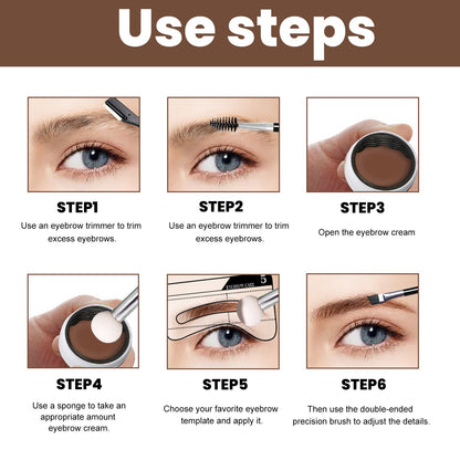 EELHOE Perfect Brow Stencil Kit — Waterproof Eyebrow Cream with Stencils, Smudge-Proof Natural 3D Brows