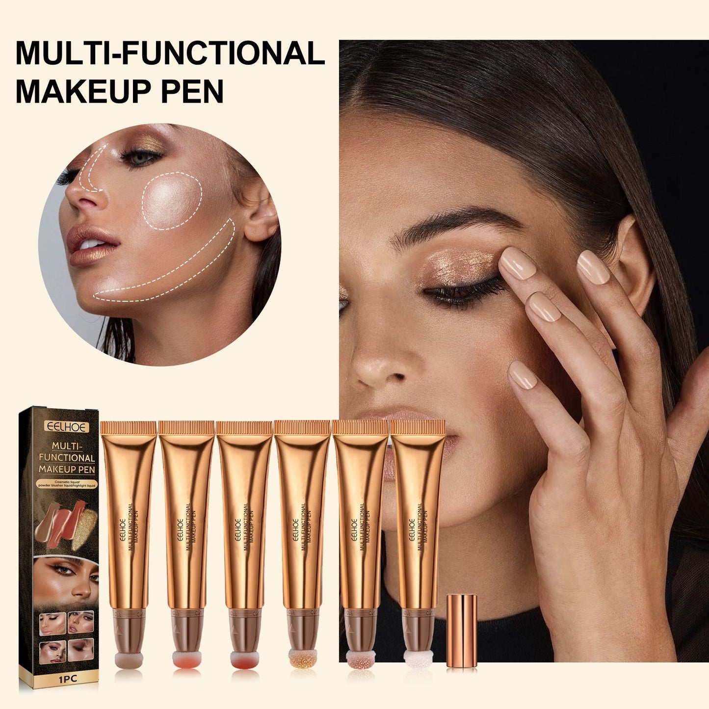 EELHOE 4-in-1 Makeup Pen — Highlight, Contour, Blush & Glow Stick