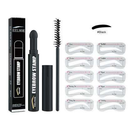 EELHOE Waterproof Eyebrow Pencil Kit — Natural Hairline Brow Stamp Pen with Stencil Card & Brush