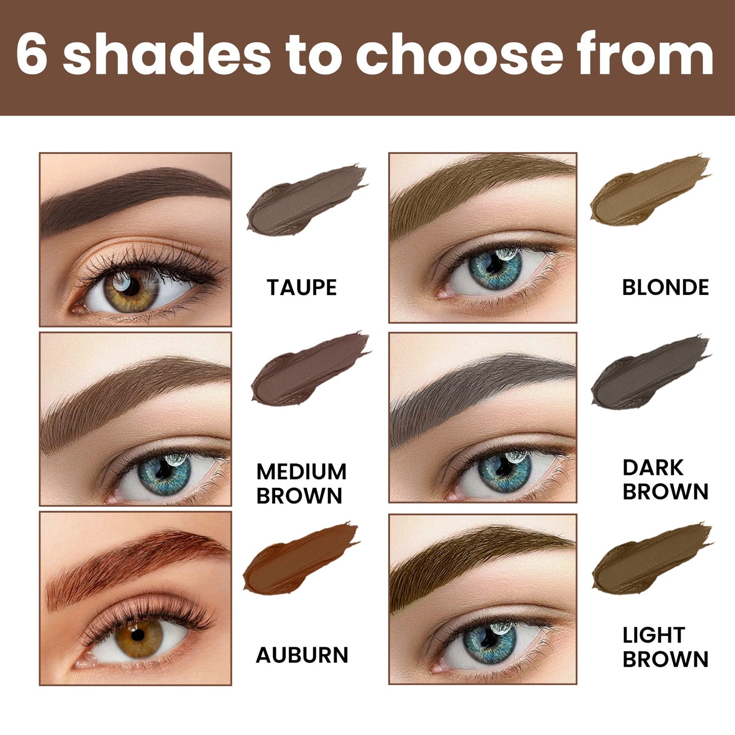 EELHOE Perfect Brow Stencil Kit — Waterproof Eyebrow Cream with Stencils, Smudge-Proof Natural 3D Brows