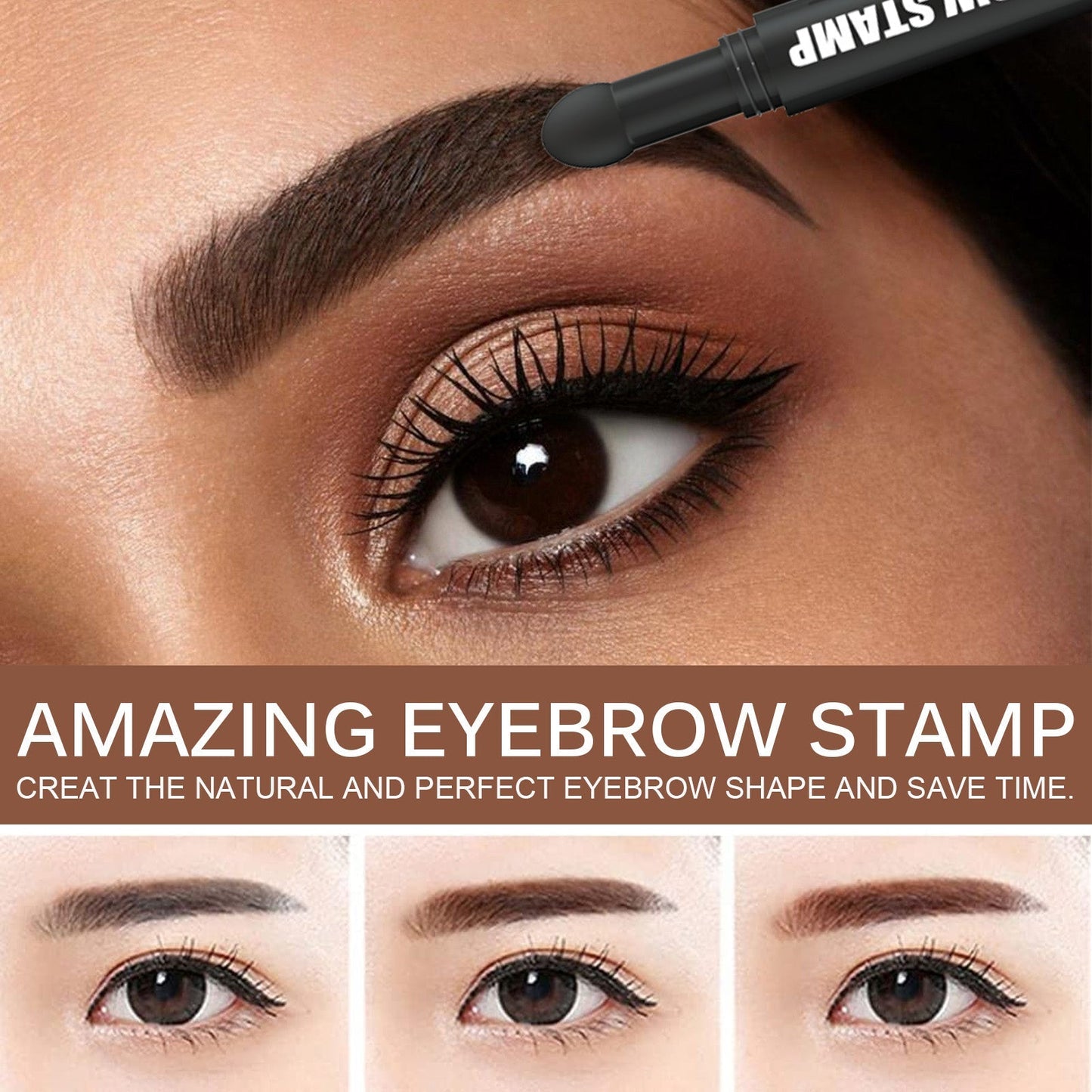 EELHOE Waterproof Eyebrow Pencil Kit — Natural Hairline Brow Stamp Pen with Stencil Card & Brush