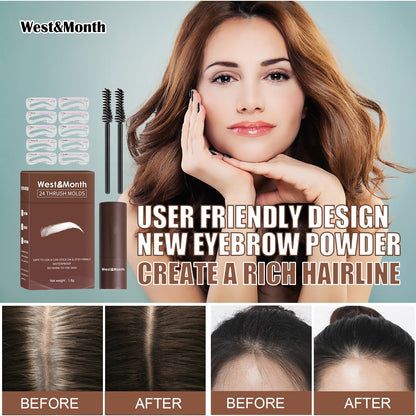 West&month 24-Shape Eyebrow Stencil Kit — Lazy Brow Stamp Powder Set, Waterproof & Smudge-Proof