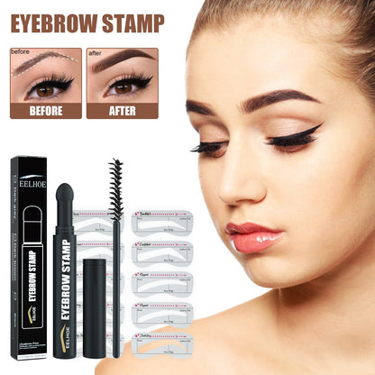 EELHOE Waterproof Eyebrow Pencil Kit — Natural Hairline Brow Stamp Pen with Stencil Card & Brush