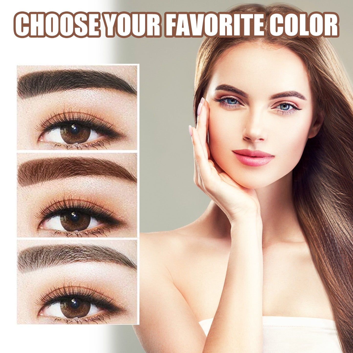 EELHOE Waterproof Eyebrow Pencil Kit — Natural Hairline Brow Stamp Pen with Stencil Card & Brush