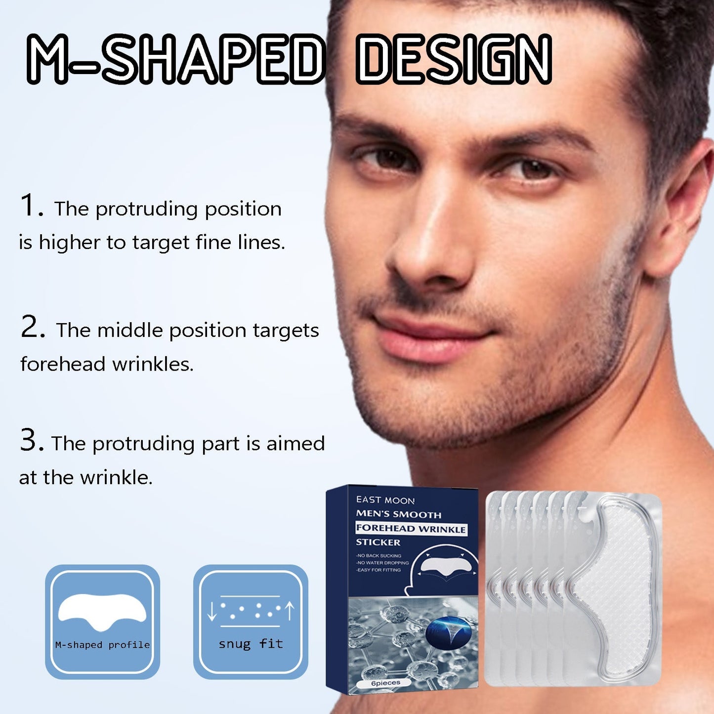 East Moon Men's Anti-Wrinkle Forehead Patch — Firming, Fine Line & Wrinkle Reduction Skin Patch